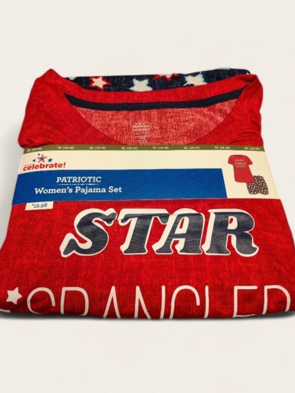 Women's Red Patriotic 'STAR' Pajama Short Set SIZE XXL